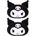 Roffatide Anime Kuromi Cartoon Car Neck Pillow 2 Pcs Plush Auto Head Neck Rest Cushion for Chairs, Recliners, Driving Seats Black