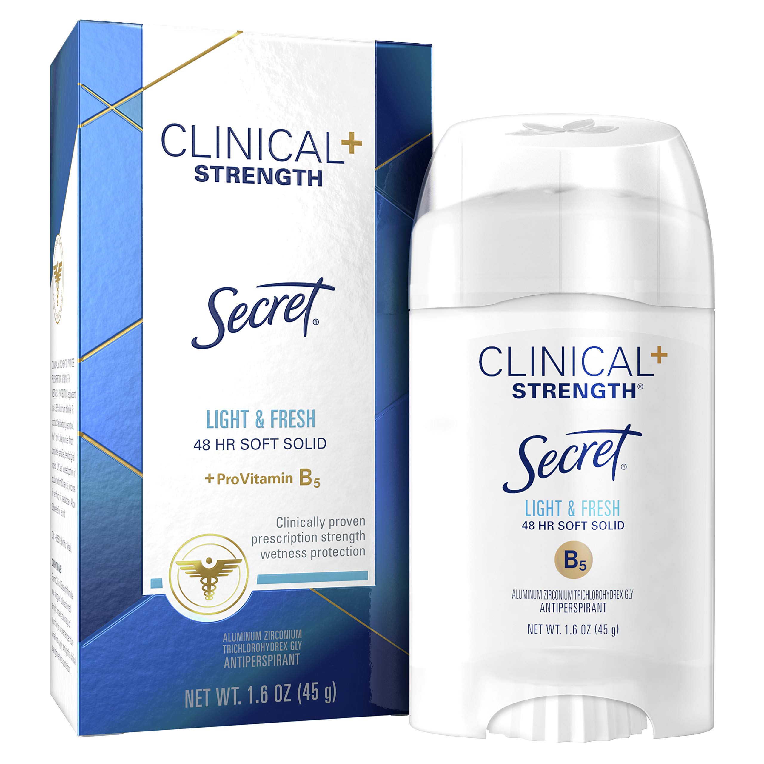 Secret Antiperspirant and Deodorant for Women, Clinical Strength Soft Solid, Light and Fresh, 1.6 Oz