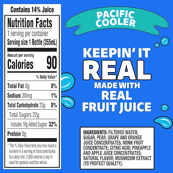 CAPRI SUN PACIFIC COOLER MIXED FRUIT FLAVORED JUICE DRINK BLEND FROM CONCENTRATE, 12 FL OZ BOTTLE