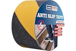 ADHES TAPE PURSUIT OF PERFECTION ADHES Non Slip Hazard Caution Tape, Safety Anti Slip Tape Roll, Strong Grip Warning Tape Floor Mats Sticker for Indoor Outdoor Walkway Stairs, Treads and Steps, Black/Yellow, 3In X 20Ft