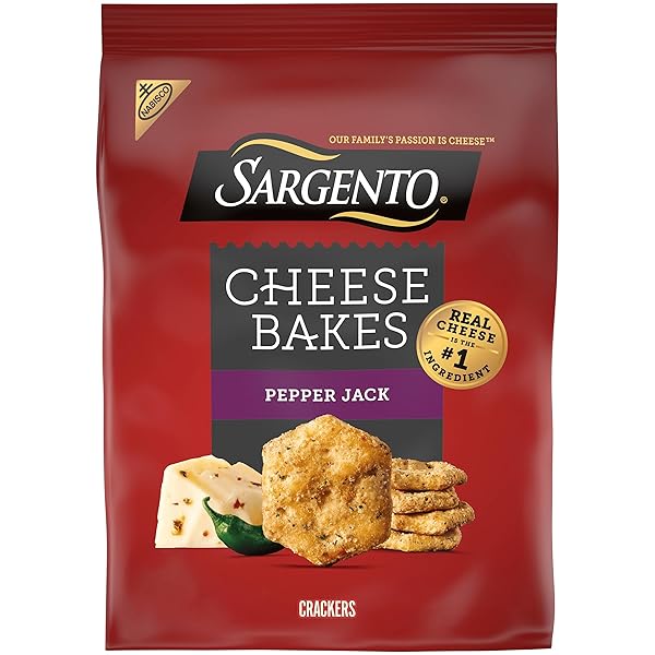 SARGENTO® CHEESE BAKES PEPPER JACK CRACKERS, CHEESE CRACKERS, LUNCH SNACKS, 4.5 OZ