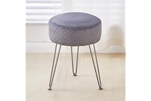 Cpintltr Vanity Stool Foot Stools Velvet Ottoman Stool Round Ottoman Bench Modern Dressing Stool Small Stool Side Table Footstool with Metal Leg Vanity Stool for Bathroom Living Room Grey