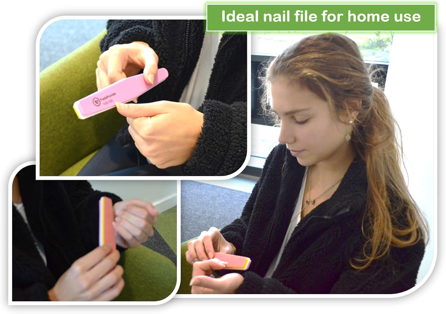 TradeProvider® Nail File 100/180 Grit (14 Pack), Acrylic Nail Files for Men and Women Coarse Nail Filer - Image 4