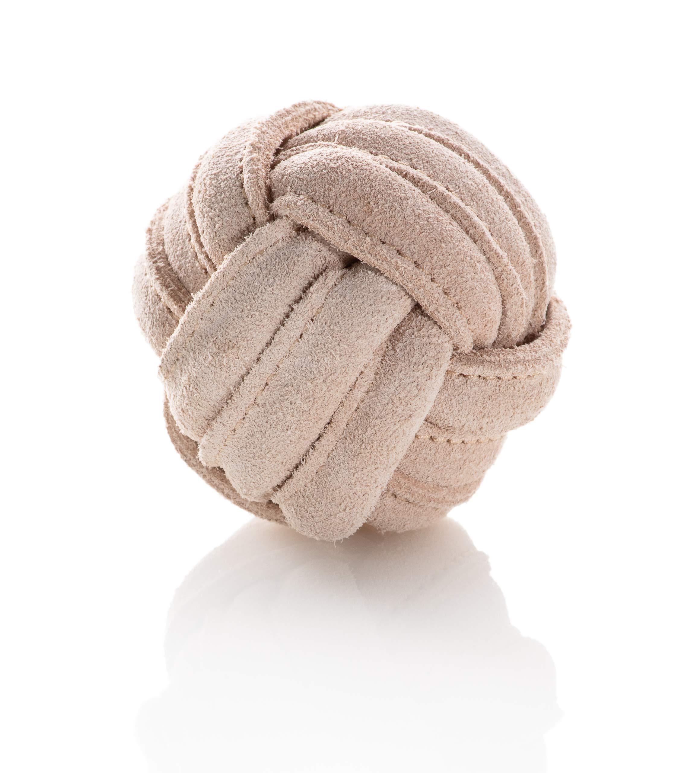 Jack & Russell Leather Toy Ball - Natural Leather Braided Dog Toy - Holmes