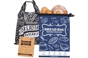 Bread Bags, 2 Packs Bread Bags for Homemade Bread, Reusable Sourdough Storage Bag With Zipper, Large Freezer Container to Kee