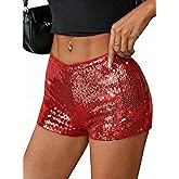 OLYCN Women's Y2K Sequin Micro Shorts Low Rise Bodycon Sparkly Mini Shorts Sexy Going Out Bottoms Rave Party Clubwear