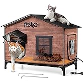 Heated Cat House for Outside: XXL 31.5in 100% Waterproof & Insulated Outdoor Cat House for Winter, Weatherproof Elevated Fera