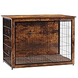 DWANTON Dog Crate Furniture with Cushion, Wooden