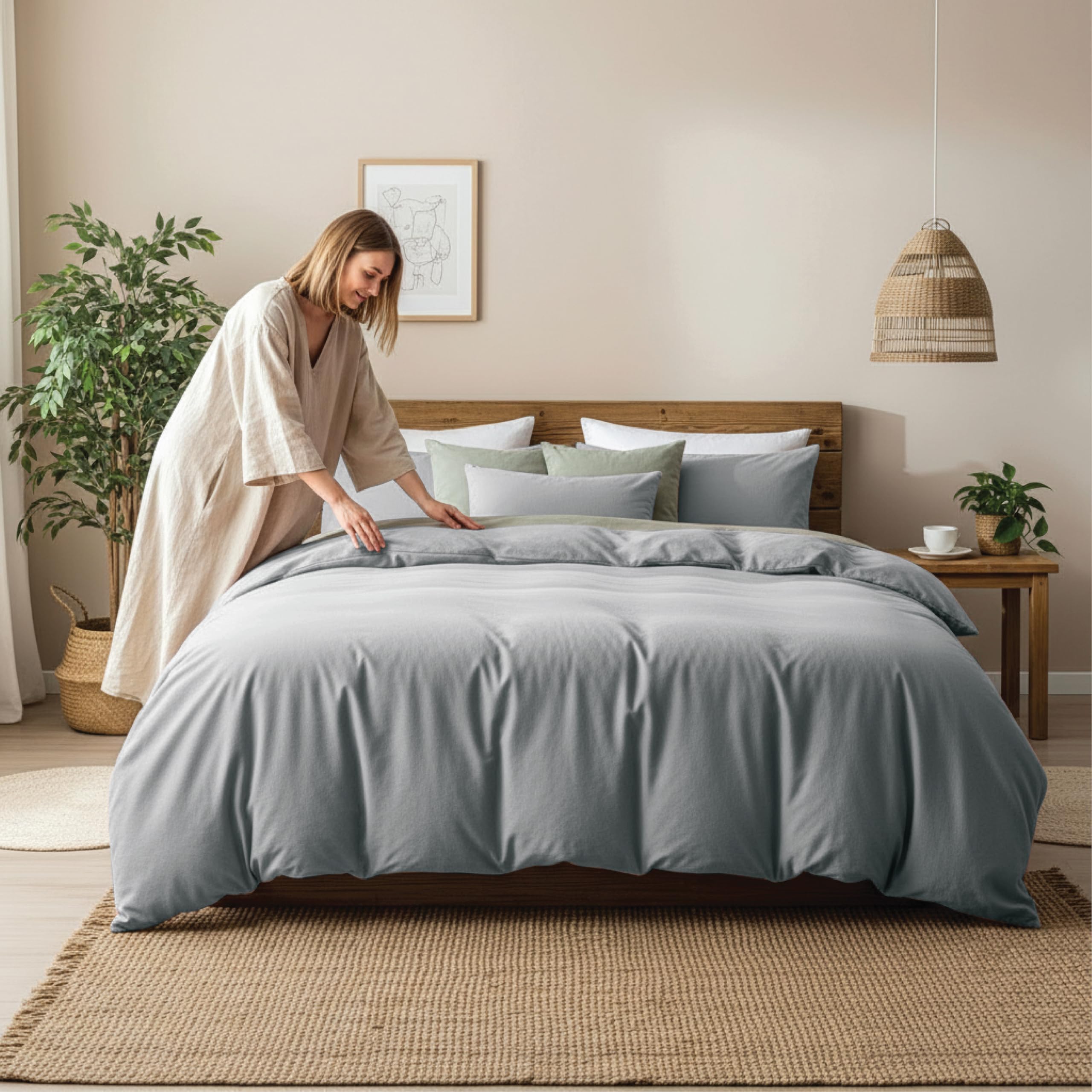 Home In Style 4U Superking Duvet Cover Sets-Soft Microfiber Polyester Plain Dyed Duvet Sets with Pillow cases - Bedding Quilt Cover Set (Grey)