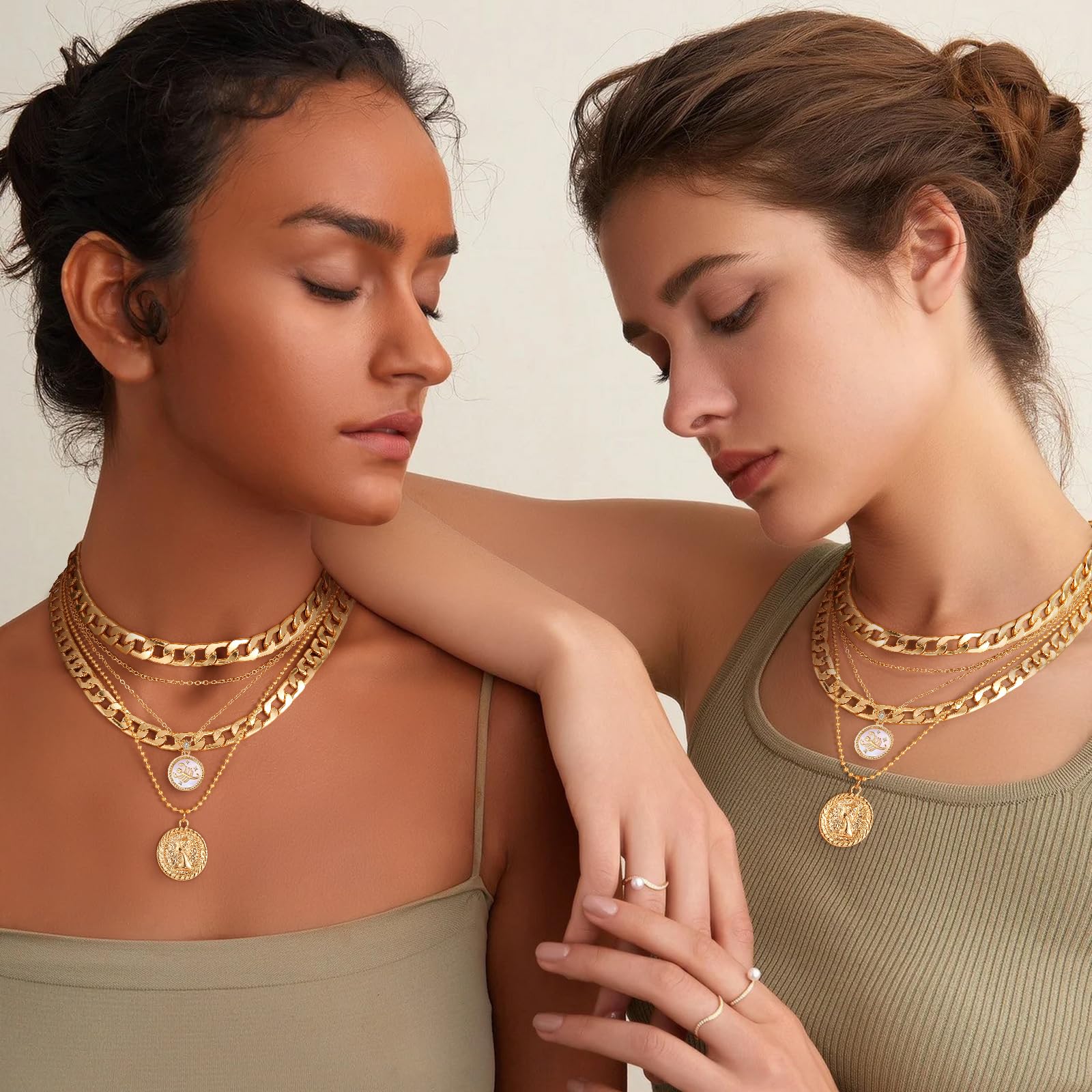 MJartoria Gold Layered Necklaces for Women Trendy
