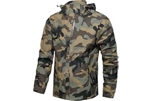 Hikevitang Men's Lightweight Waterproof Rain Jacket,Shell Hooded Outdoor Raincoat Hiking Windbreake jacket