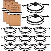 Sploziia 12 Set Sports Bracelets Party Favors with Inspirational Card Adjustable Braided Bracelet Sport Accessories Birthday Gifts Bulk Team Gifts for Women Men Team Players Coach