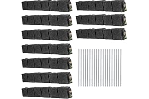 Beuta Landscape Edging | Garden Edging Border | Faux Stone Blocks for Lawn Edging, Flower Beds & Yard Edging – 10 Pack | Each Section Has 6 Blocks 48" L x 4" W x 6.5" H | 20 Spikes | Charcoal