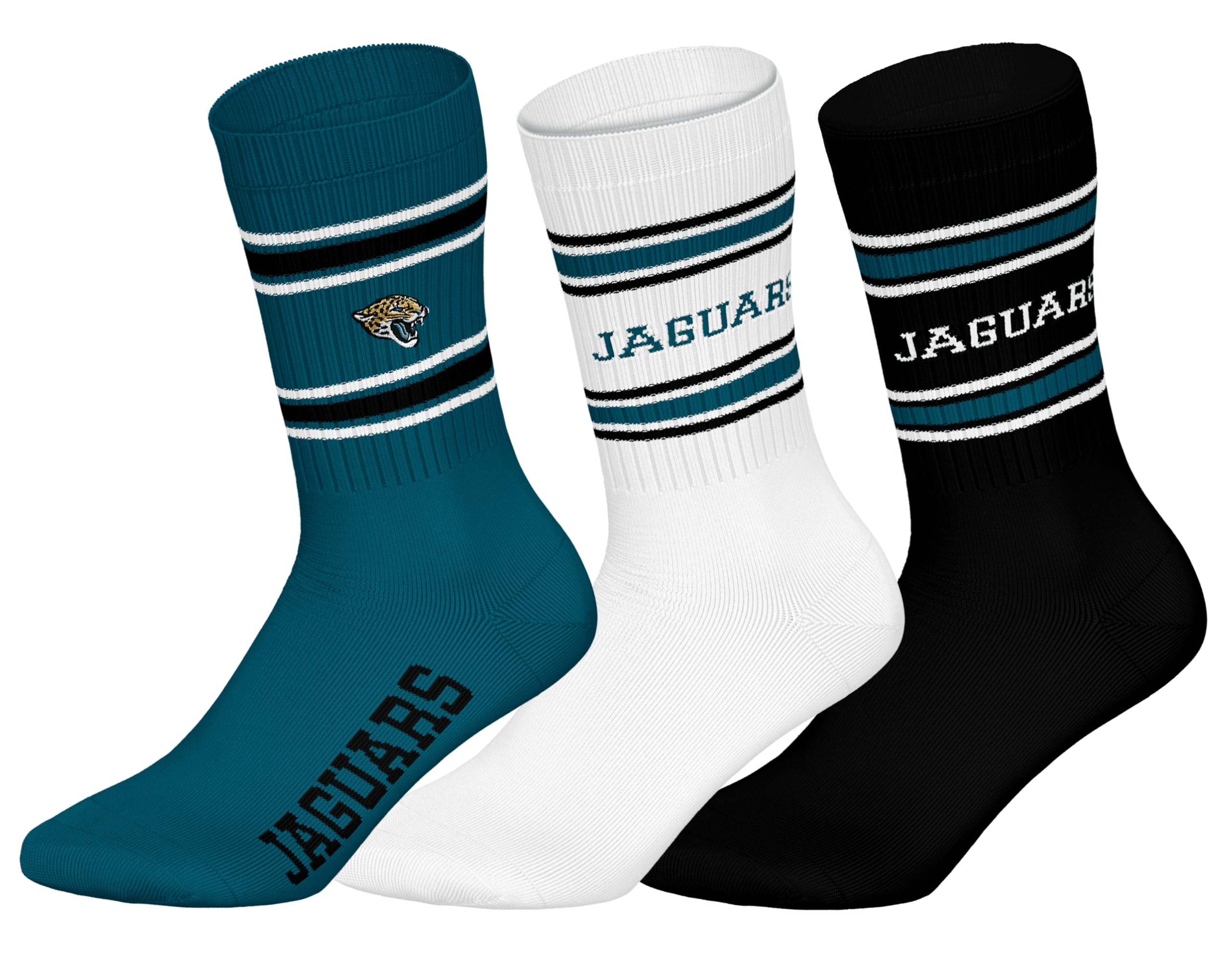 NFL Unisex Jacksonville Jaguars Crew Socks Sport Socks (Pack of 3)