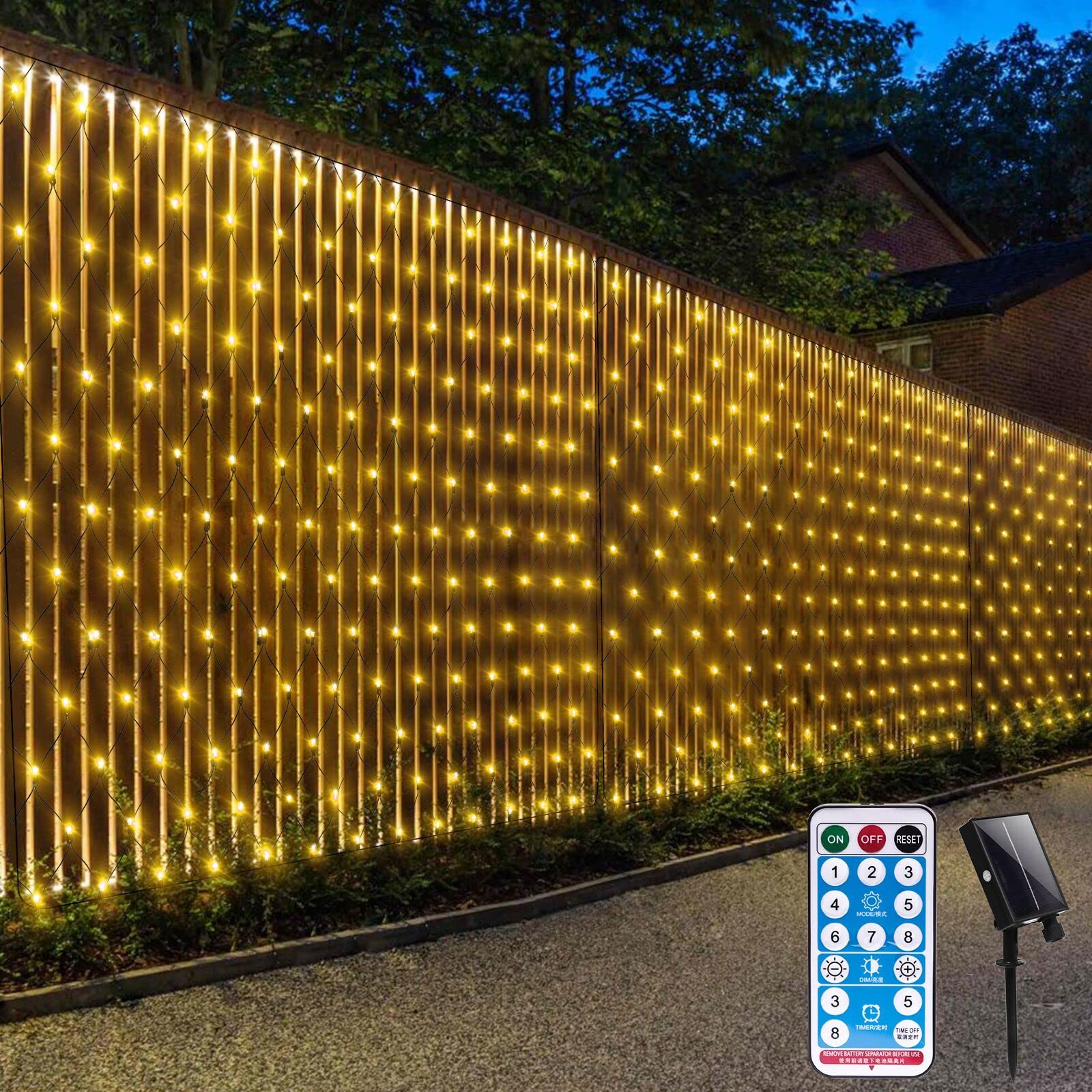 CORST Solar Net Lights Outdoor,3.6 x 1.5M Garden Fairy Lights Outside Mesh Light Solar Powered Bushes Tree Light Waterproof with 8 Modes Timer for Gazebo Decor(Warm White)