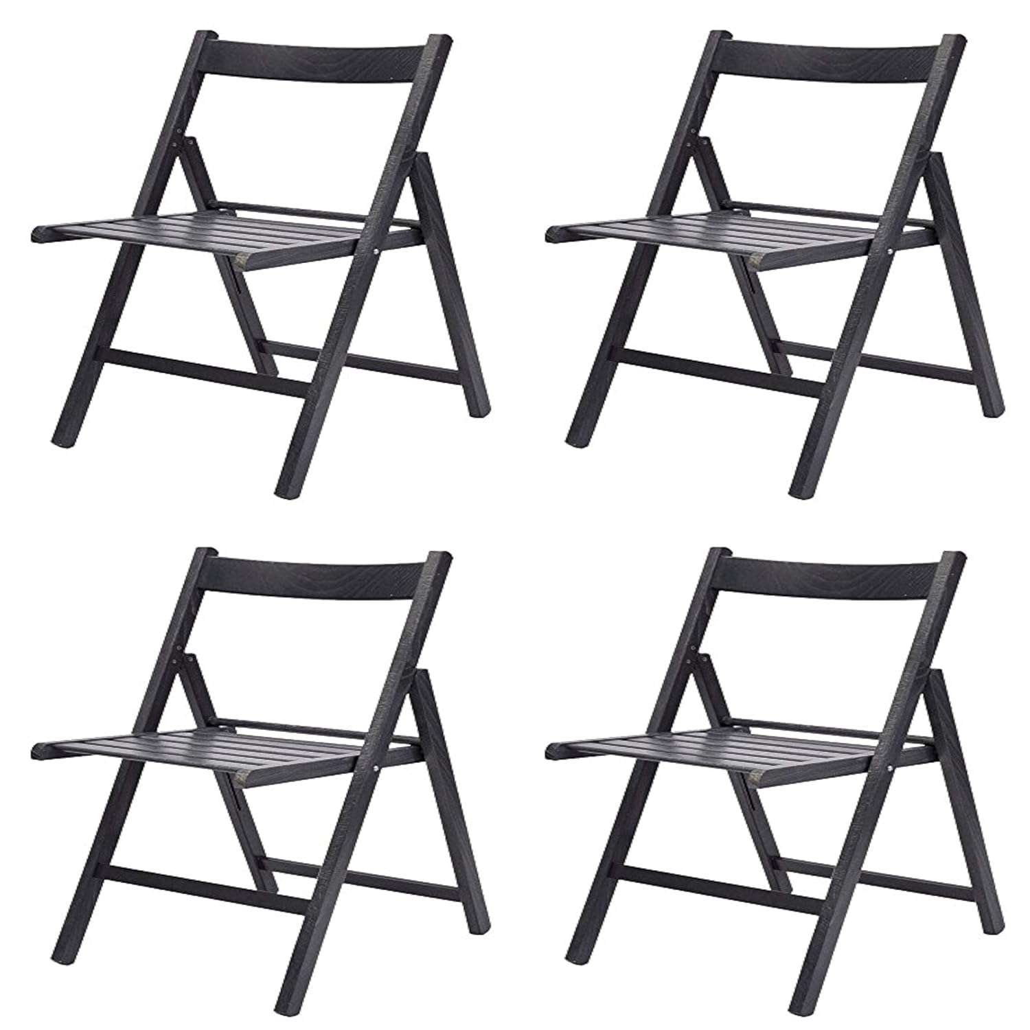 Totò Piccinni Set 4 Sedie Pieghevoli In Legno Di Faggio - Blu, Comode, Salvaspazio, Made In Italy - Foto 7