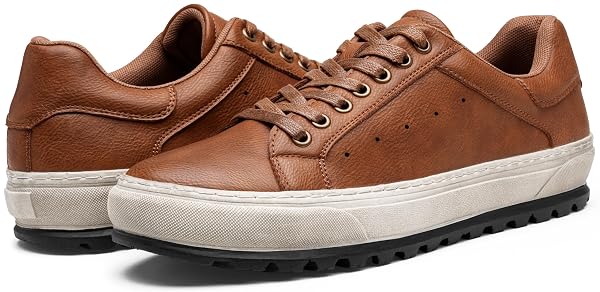 JOUSEN MEN’S CASUAL SHOES RETRO MEN’S CASUAL DRESS SNEAKERS COMFORTABLE LIGHTWEIGHT CASUAL SNEAKERS SHOES FOR MEN(AMY5150 YELLOWBROWN 12)