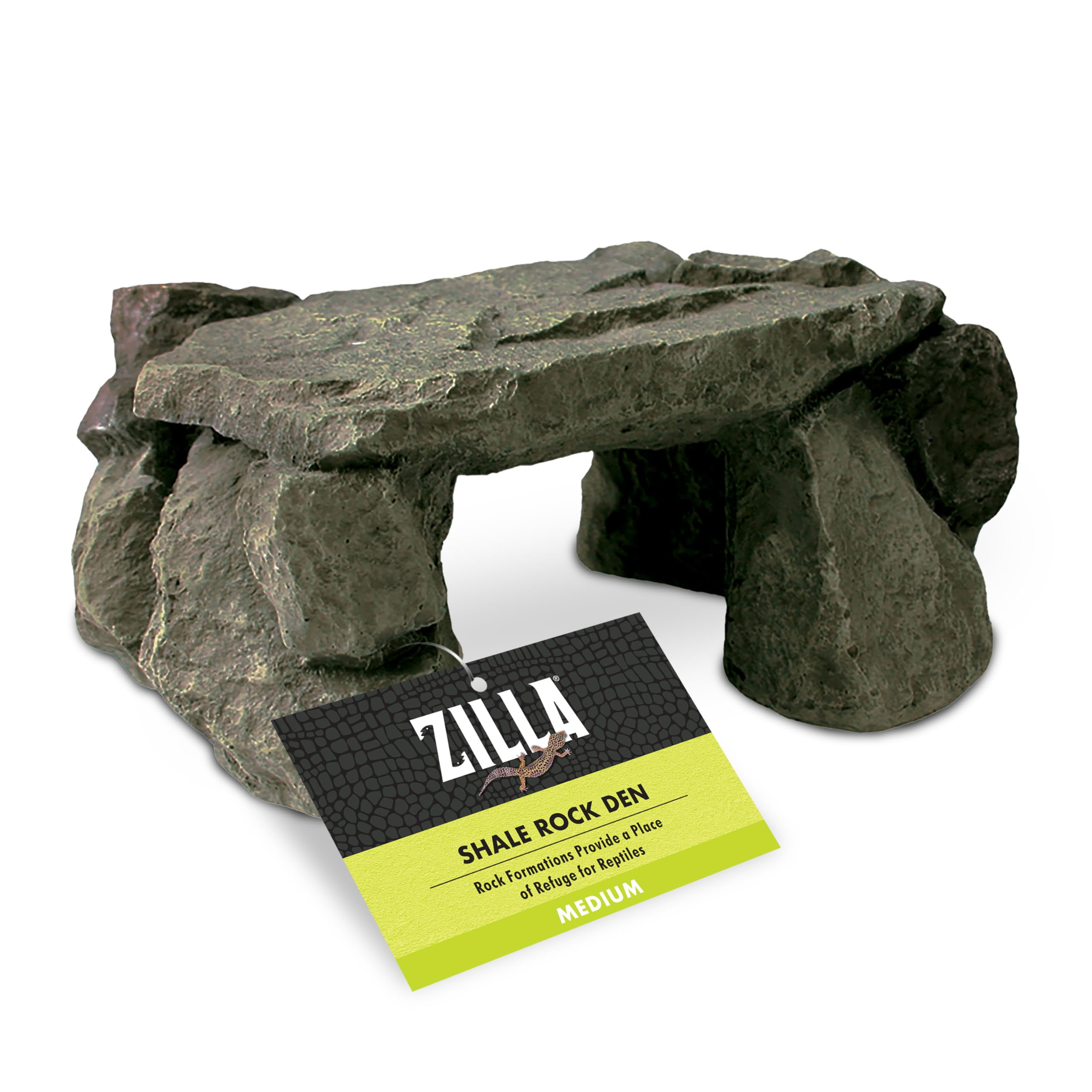 ZILLA Pet Reptile Terrarium Shale Rock Den Decor Grey Medium