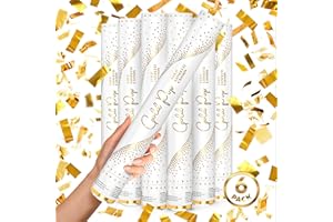 JAPJA 16" GOLD Confetti Poppers [6 Pack] BIODEGRADABLE GOLD Confetti Cannon, Rose Gold Compressed Air Party Poppers, Loud Pop, For Wedding Send Off, Wedding Supplies, Decorations