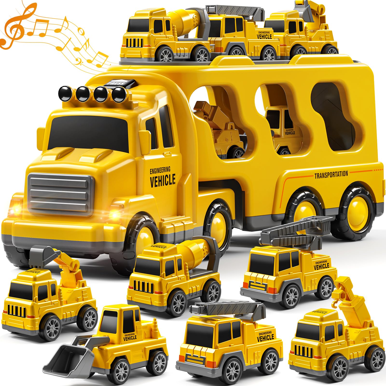 Photo 1 of JUKUDAHU 7 Construction Truck Toys Sets for 3 4 5 6 Years Old Boys - Engineering Cars for Kids, Boys Toys Vehicles for Kids, Gift Toys for Ages 2-4