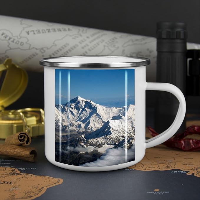 Mountains Range Enamel Mug, Picturesque Cup Strong, Easy