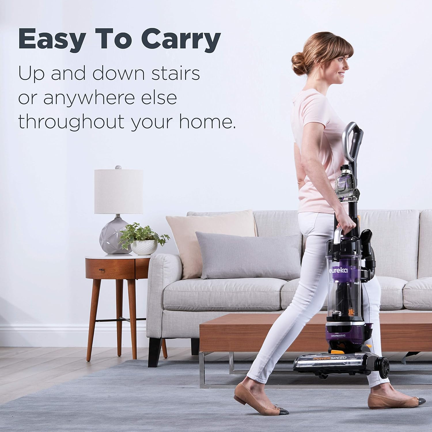 Eureka NEU202 PowerSpeed Lightweight Bagless Upright Vacuum Cleaner with Automatic Cord Rewind and 4 On-Board Tools, CordRewind+Pet, Purple -