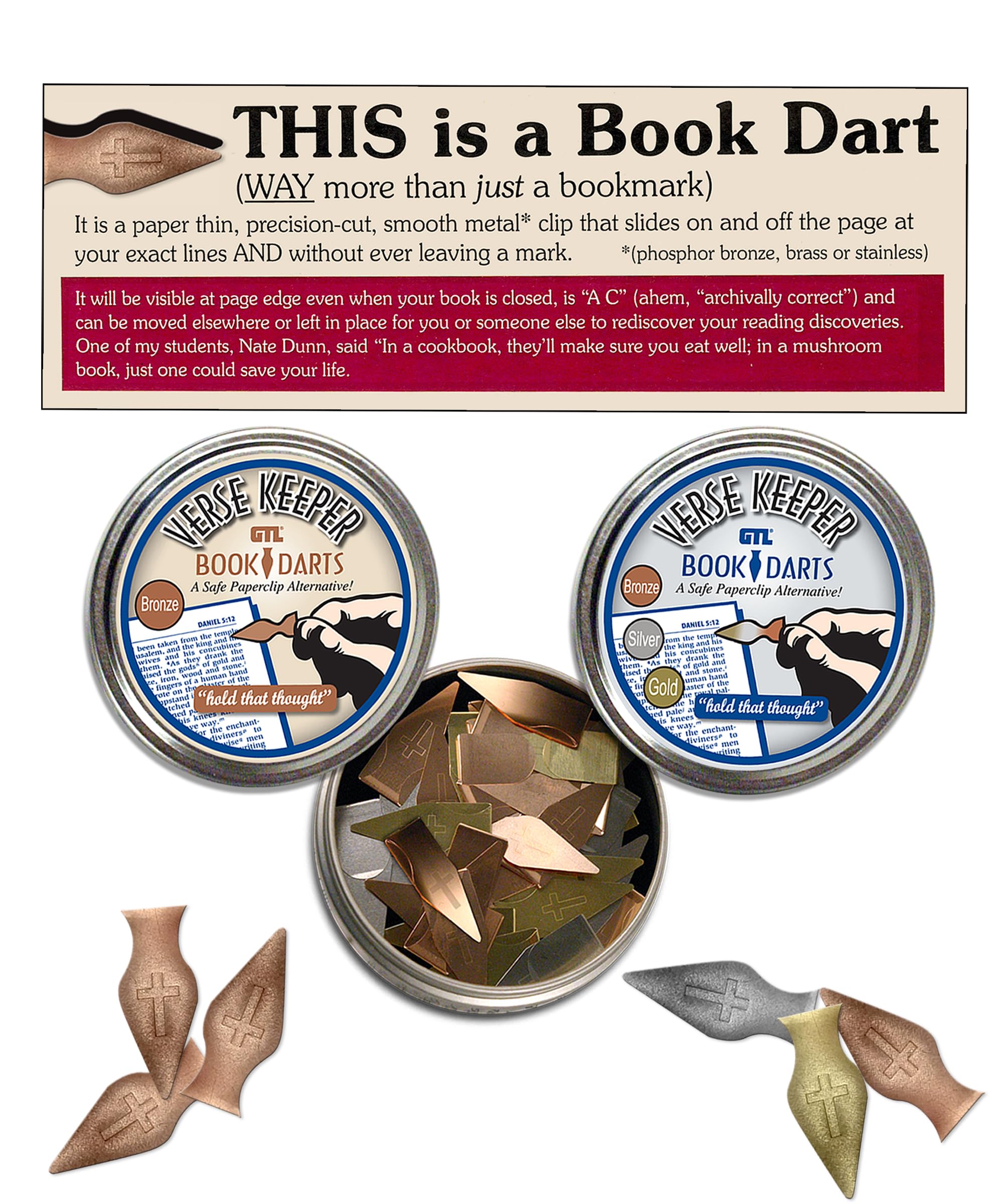 Verse Keeper Book Darts - 40 Bronze by G. T. Luscombe Company