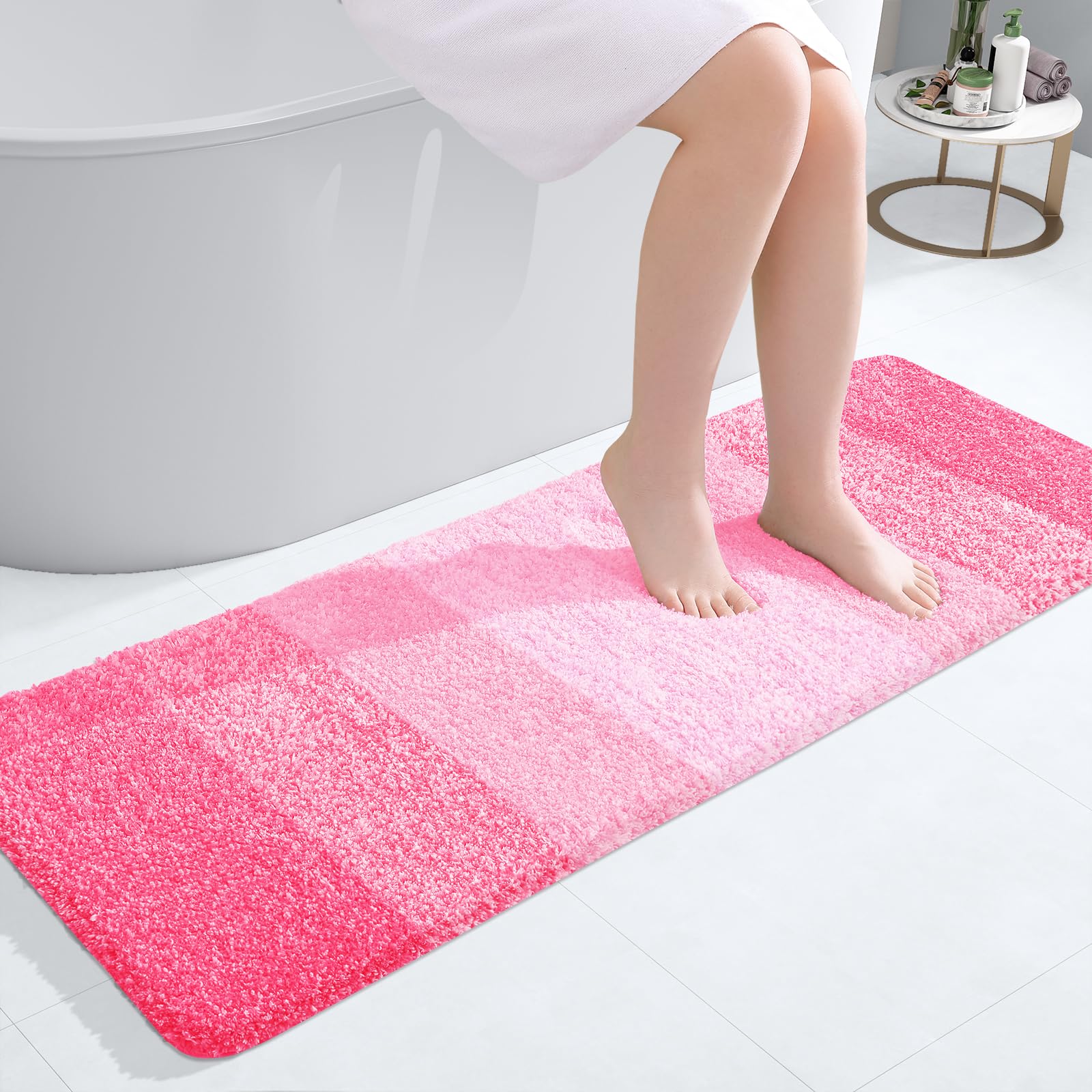OLANLY Bathroom Runner Rugs 47x17, Extra Soft Absorbent Microfiber Bath ...