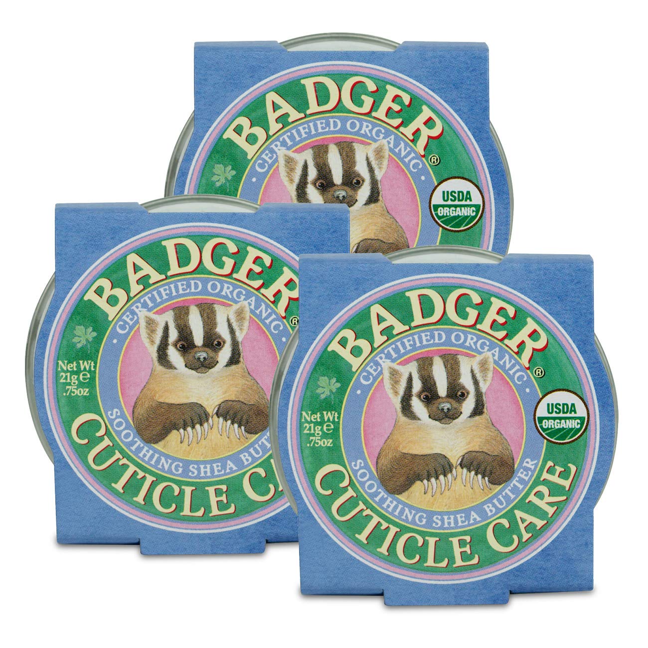 Badger - Cuticle Care, Soothing Shea Butter Cuticle Balm, Certified Organic, Nourish and Protect Cuticles and Nails, Fingernail Care, Protect Dry Splitting Cuticles, 0.75 oz (3 Pack): Beauty