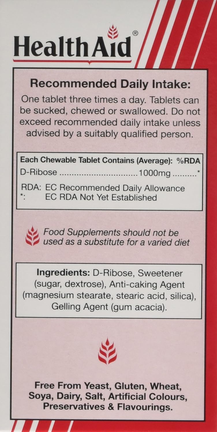 HealthAid Vegan D-Ribose 1000mg Tablets - (Pack of 90 Tablets), 90 count (Pack of 1) - Image 3