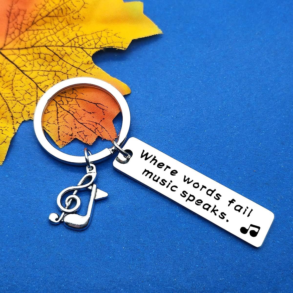 Music Keyring Gift Where Words Fail Music Speaks Keyring Music Lover Gift Music Note Keychain Gift for Music Teacher Student Musicians Gifts Inspirational Gift Music Key Ring - Image 4