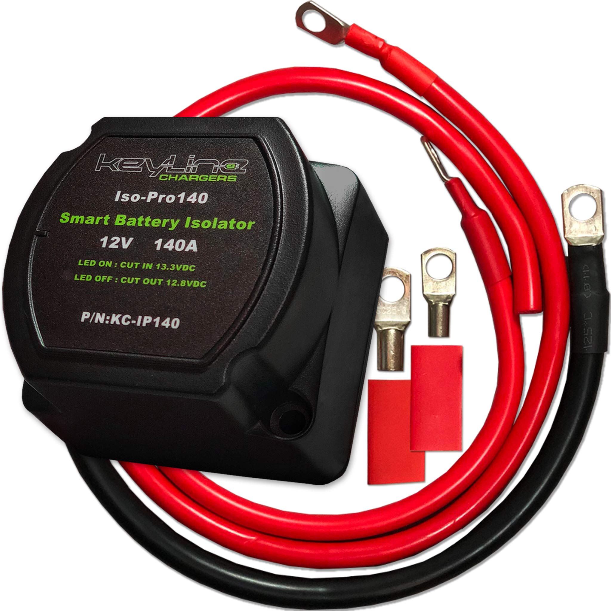 140 Amp Dual Battery Isolator & ATV UTV Wiring Kit by KeyLine Chargers - Voltage Sensitive Relay - VSR