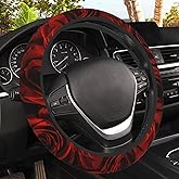 Red Roses Steering Wheel Cover, Elastic Non-Slip Steering Wheel Protector,Auto Interior Decor for Women Girls,Universal 15" Fit for Sedans,Trucks
