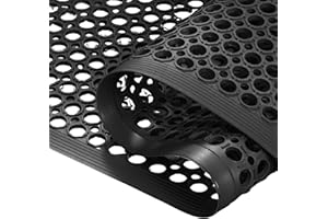 Consolidated Plastics Lightweight DEK-Mat, Anti-Fatigue Kitchen Mat with Holes, 3'x5', Black