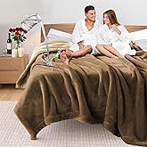 YISURE Waterproof Blanket for Couples, 80"x60" Queen Size Tan Water Proof and Stain Proof Blanket for Bed, Washable, Reversible & Reusable (Brown/Tan)