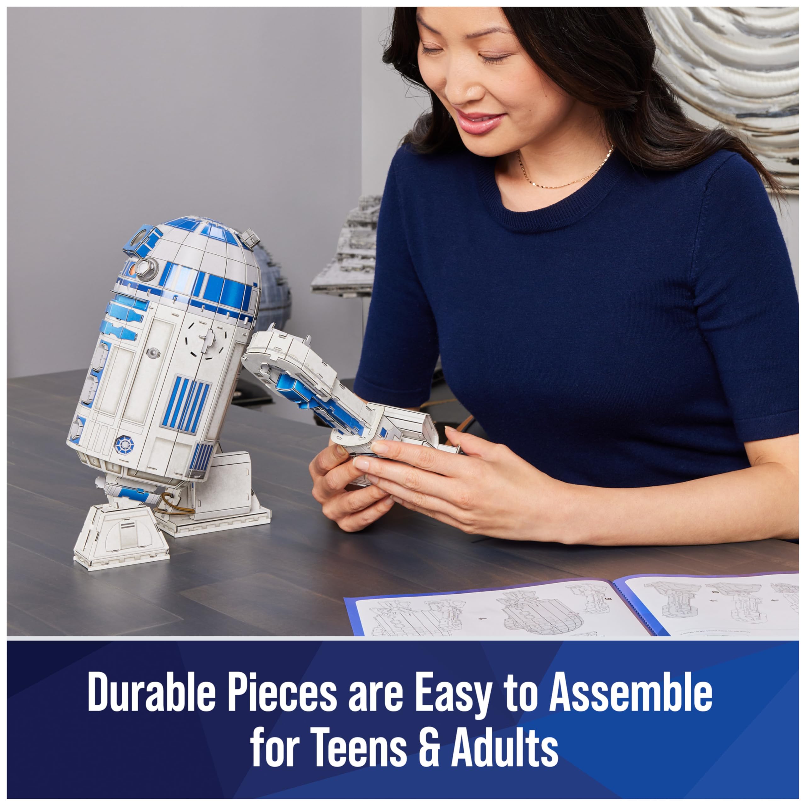 4D Build Star Wars R2-D2 Cardstock 3D Model Kit, Star Wars Gifts, Toys Desk Décor for Fans & Collectors, 201 Pieces, 3D Puzzles, Gift Ideas for Ages 12 & Up
