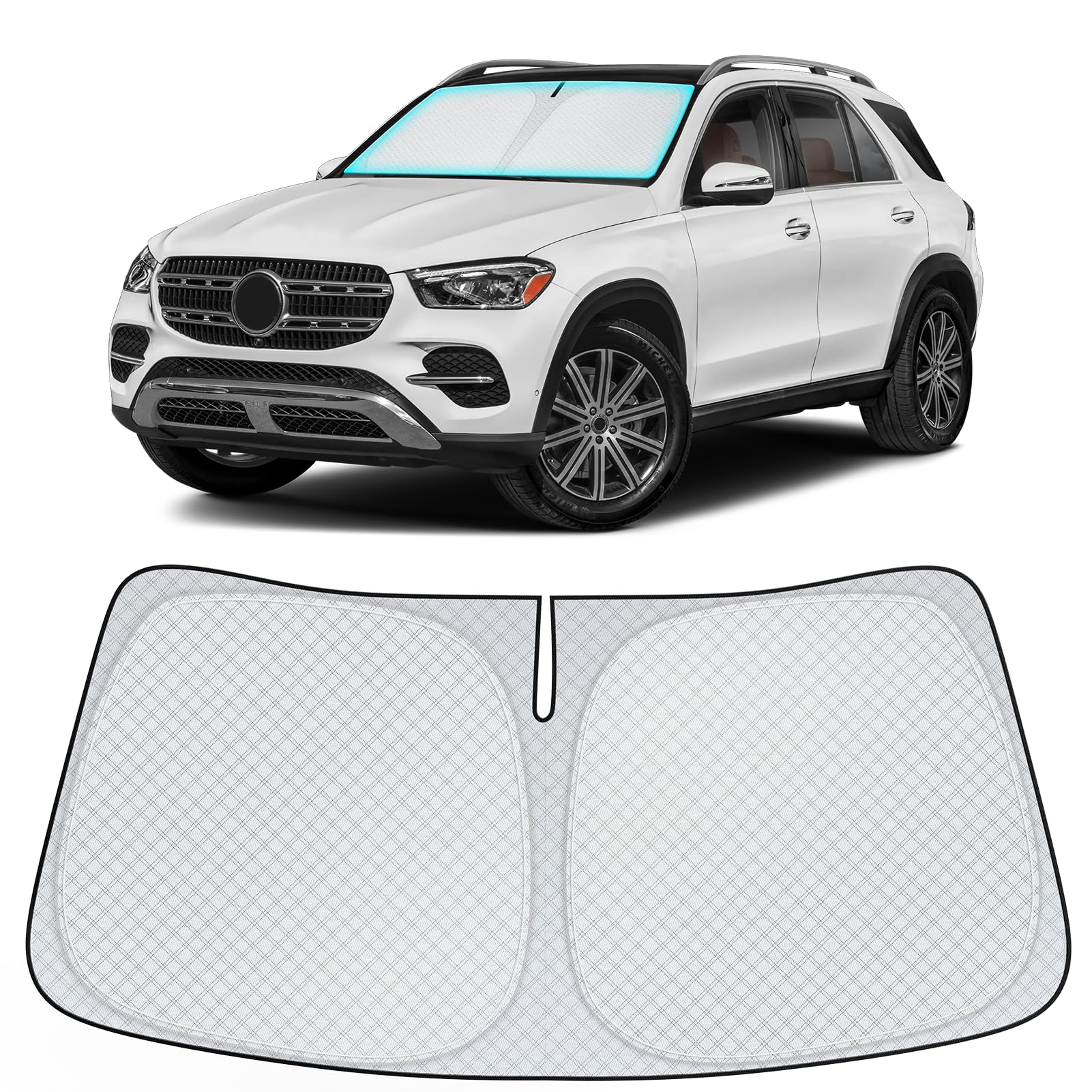 Photo 1 of INSAUTO Windshield Sun Shade for 2020-2025 Mercedes Benz GLE/GLS Accessories, [Upgraded 7-Layer Protection], Foldable Front Windshield Sunshade, Block Out UV Rays & Heat, Keep Car Cool