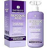 BELLISSO Glycolic Acid Body Wash - Exfoliating AHA Liquid Soap for Rough and Bumpy Skin - Gentle Exfoliant - Bump and Lump Eraser Formula - 16 Fl Oz