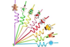 FZR LEGEND 24 Christmas Party Favors Classroom Favors Xmas Drinking Straws Goodie Gifts for Kids Adults Christmas Party Supplies with 2 PCS Cleaning Brushes