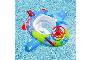 GROWINLOVE Baby Floats for Pool, Swimming Float Baby Inflatable Floater with Steering Wheel and Horn Water Gun, Summer Outdoor Water Float