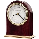 Howard Miller Bailey Tabletop Clock &ndash; High-Gloss Wood Finish, Brass Accents, Battery-Operated Quartz Movement, Traditional Desk Clock