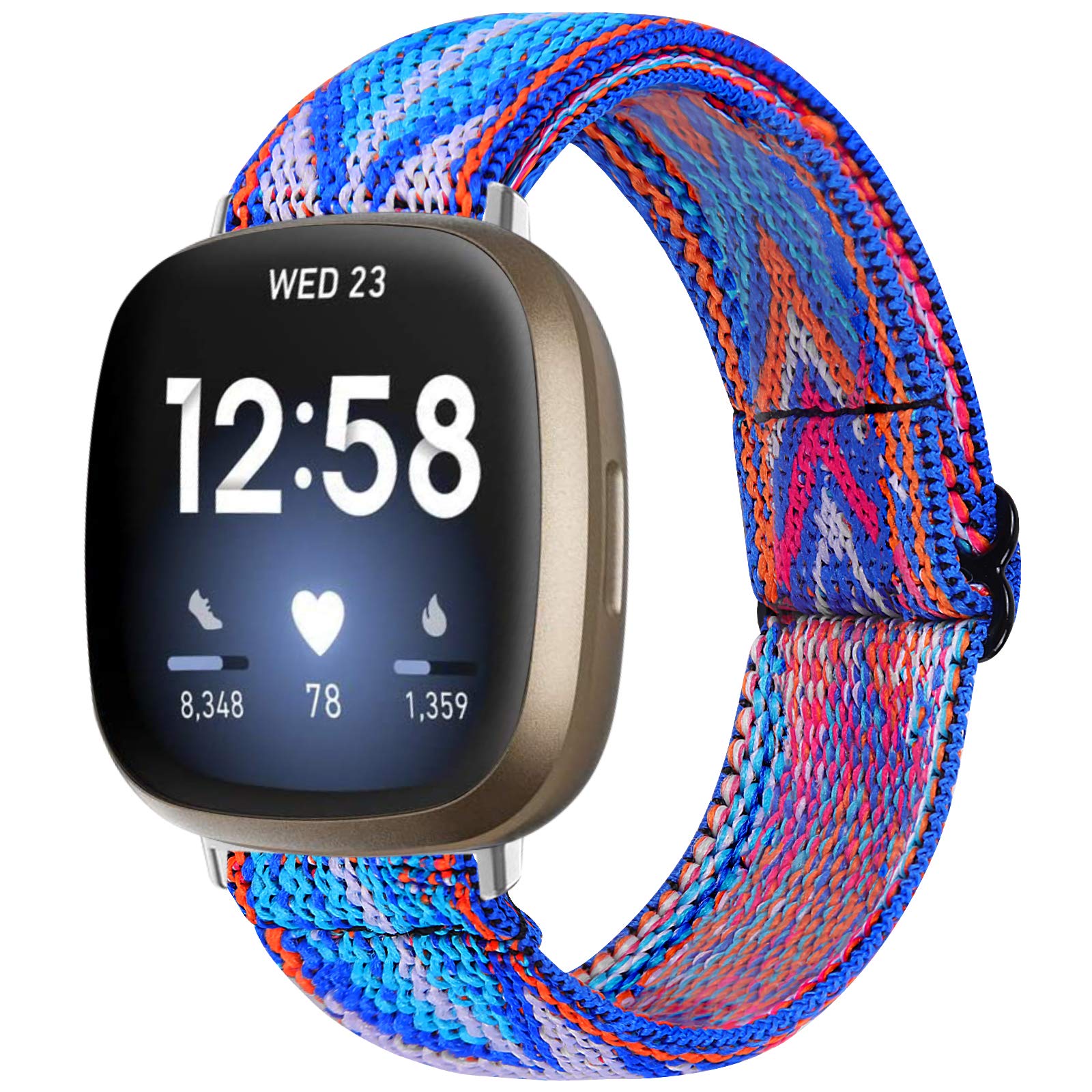 Ginamart Fabric Strap Compatible with Fitbit Versa 3 Strap/Sense Strap, Soft Woven Nylon Breathable Elastic Band Replacement Strap Accessories Wristband for Fitbit Sense Women Men (Blue)