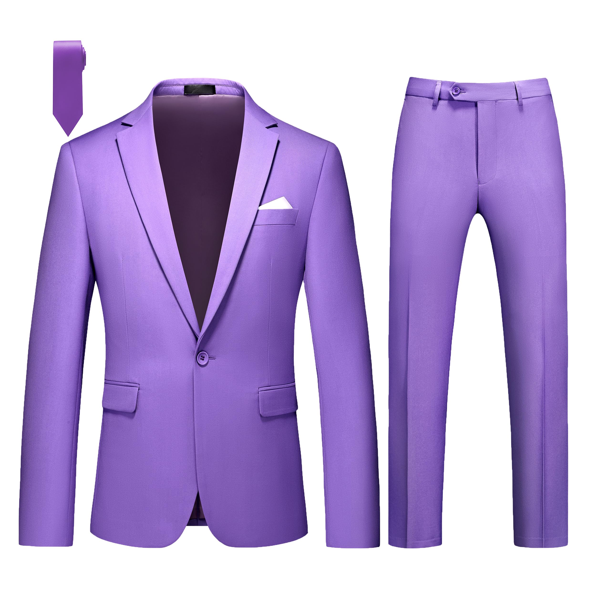 Photo 1 of **MISSING PANT**
MOGU Men's Slim Fit 2-Piece Tuxedo Suit One-Button Jacket & Pants Set for Wedding, Prom, and Formal Events US Size Blazer 34/Pants 31 Lilac XS