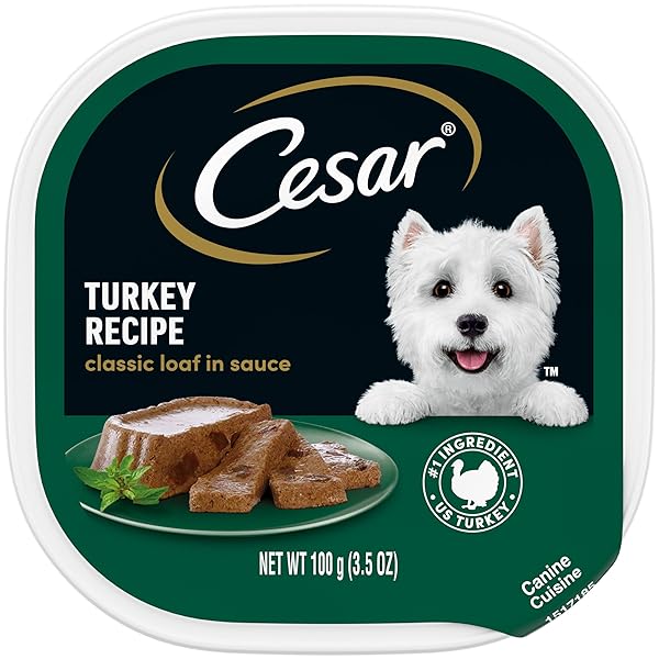 CESAR WET DOG FOOD CLASSIC LOAF IN SAUCE TURKEY RECIPE, 3.5 OZ. EASY PEEL TRAY