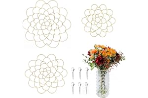 LONCHDAN 3Pcs Floral Grid for Vase 4/5/6Inch Flower Frogs for Arrangements Vase Flower Arrangement Holder Wire Flower Arranger Metal Flower Grid for Vase Reusable Flower Vase Separator Floral Grate (Gold-3)