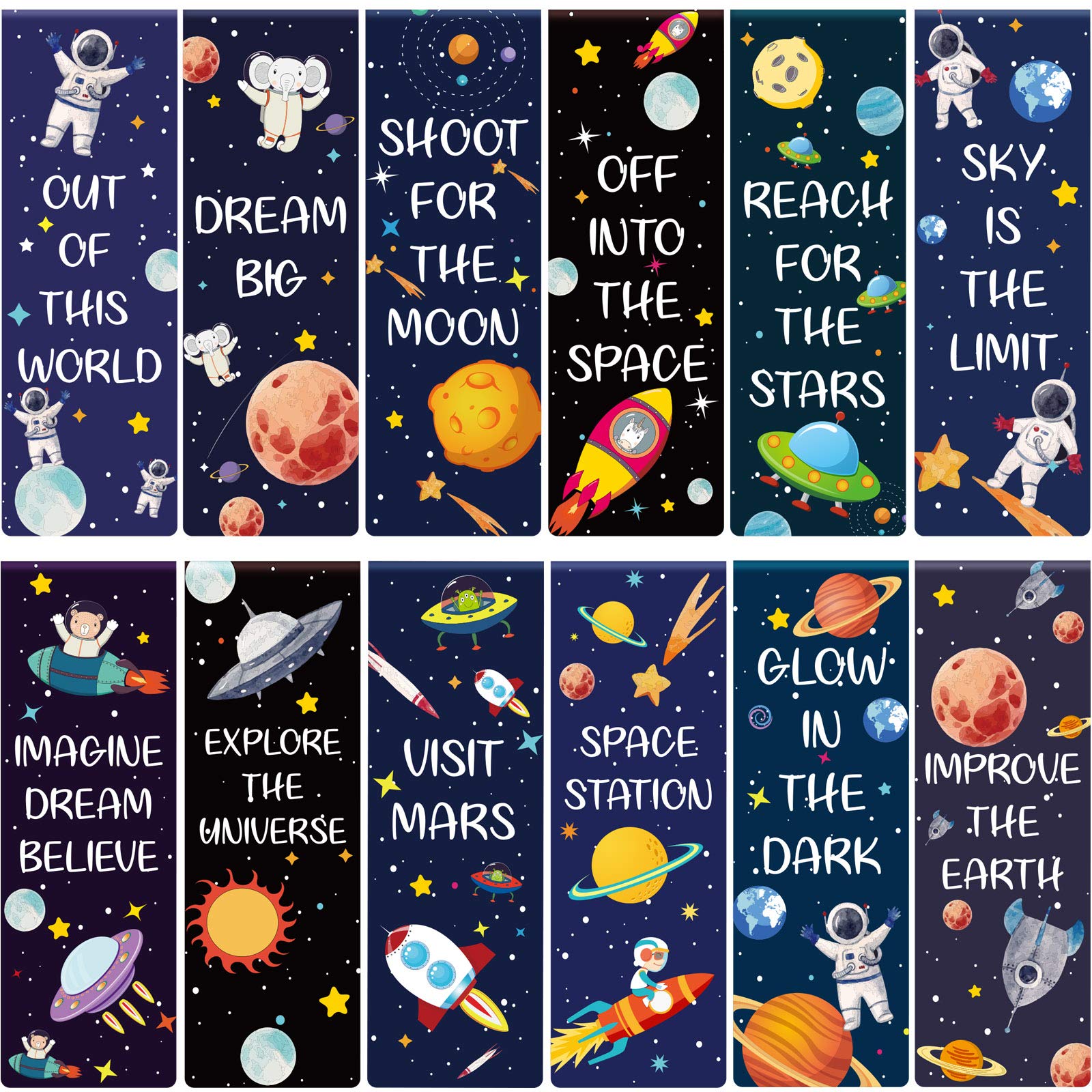 36 Pieces Magnetic Bookmarks Starry Sky Theme Magnet Page Markers Positive Magnet Page Clip Planet Book Marks for Students Teachers Reading School Home Office Supplies