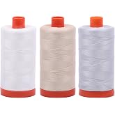 Bundle of Aurifil 50wt Egyptian Cotton Thread, Large 1422 yard Spools, with and without Aurifil Empty Thread Case 12 Spool Capacity (3 Spool Bundles, 2021 2310 2600)
