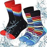 Jeyiour 2 Pairs Waterproof Socks Unisex Waterproof Breathable Outdoor Skiing Hiking Wading Fishing Socks for Men Women