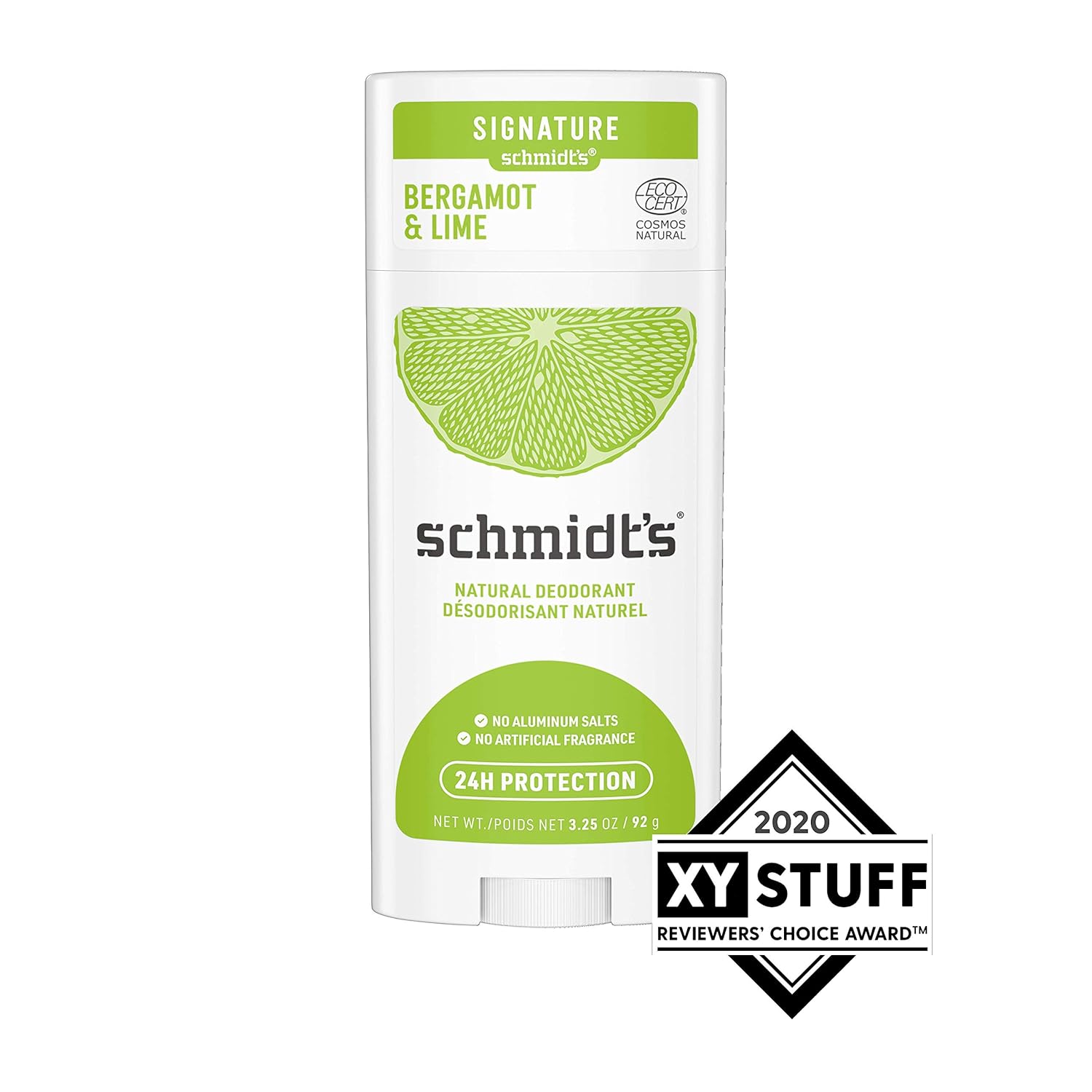 Schmidt's Aluminum Free Natural Deodorant For 24 Hour Odor Protection and Freshness, Bergamot + Lime Vegan, Certified Cruelty Free, 3.25 oz : Beauty