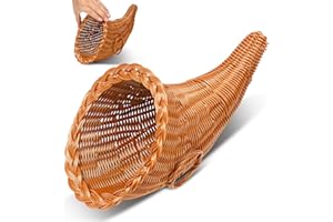 Dandat 1 Pcs Thanksgiving Cornucopia Basket 13.78 Inch Thanksgiving Horn of Plenty Fall Table Decoration Harvest Cornucopia for Autumn Table Centerpieces Fall Party Decorations